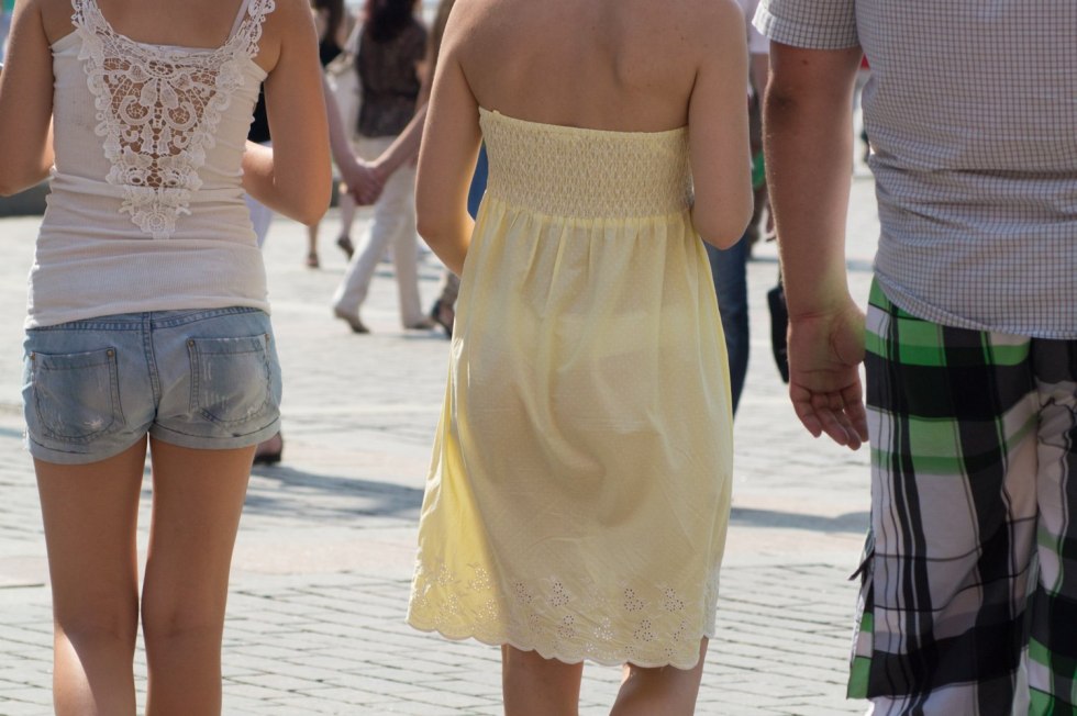 Transparent clothing on the street