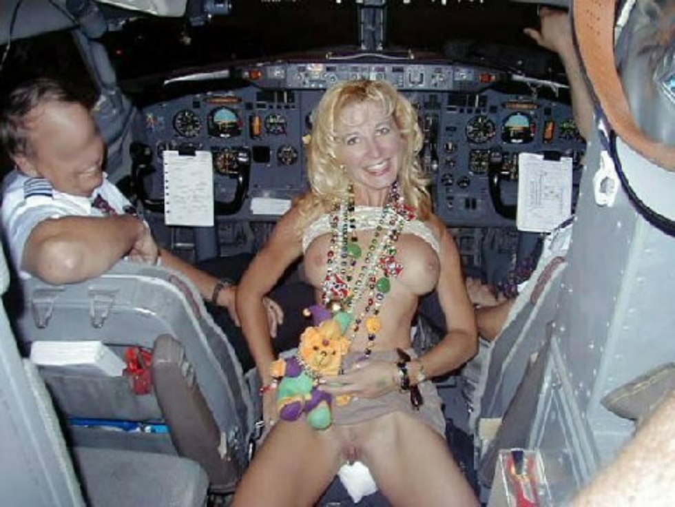 Girls on an airplane without panties