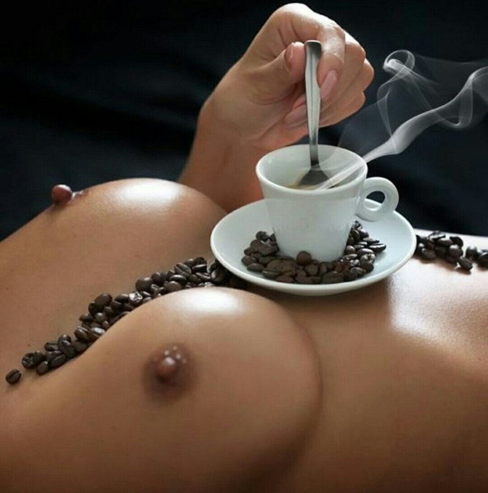Erotic coffee in bed