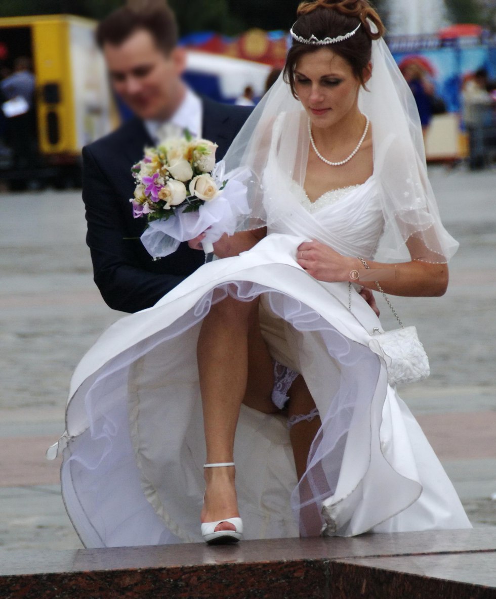 White panties under the skirt