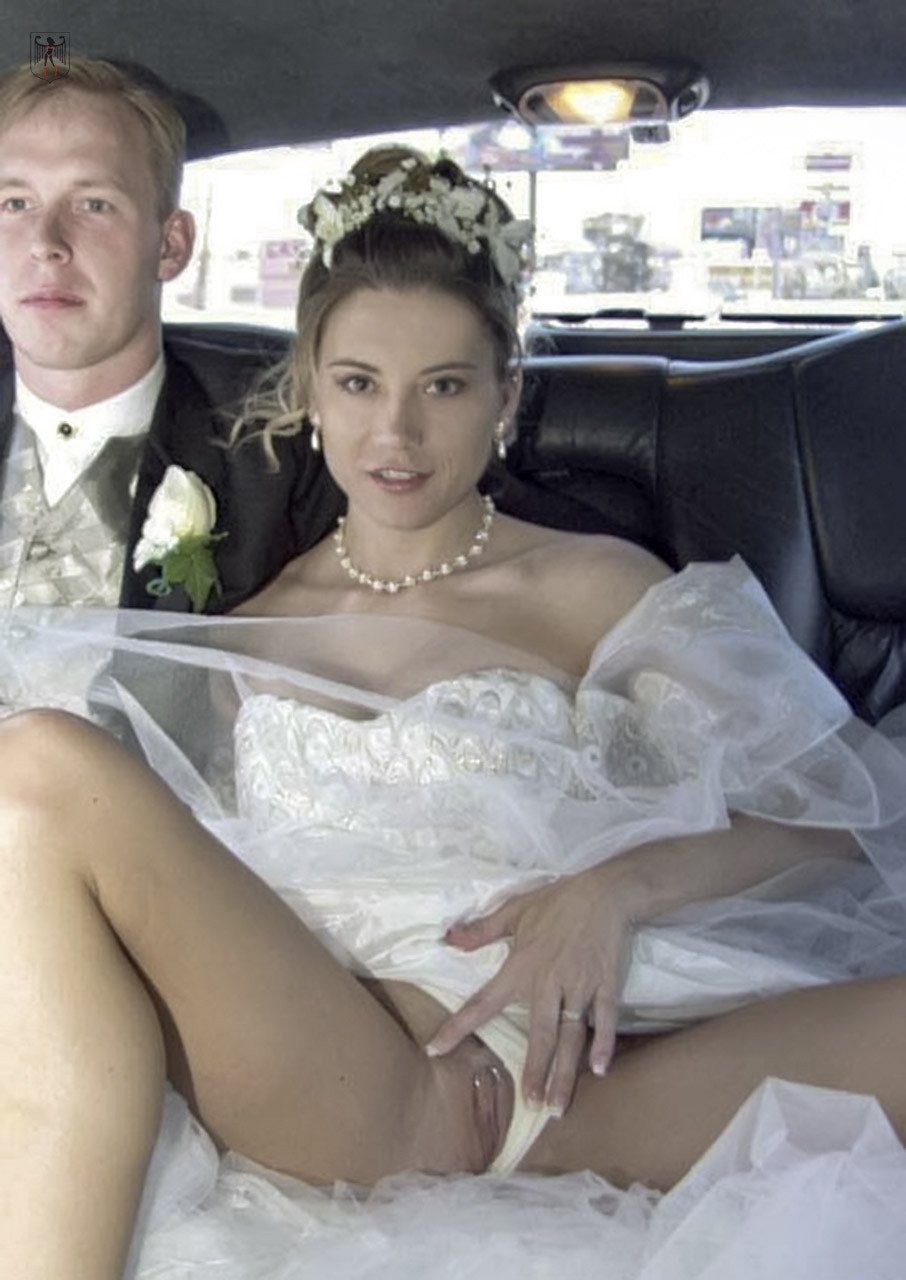 Brides in wedding dresses without panties