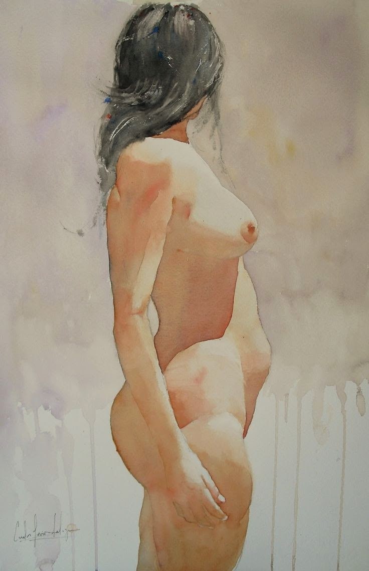 Watercolor painting nude