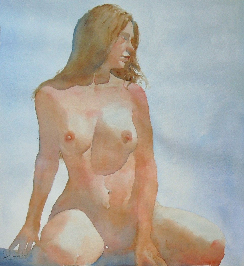 Watercolor painting nude