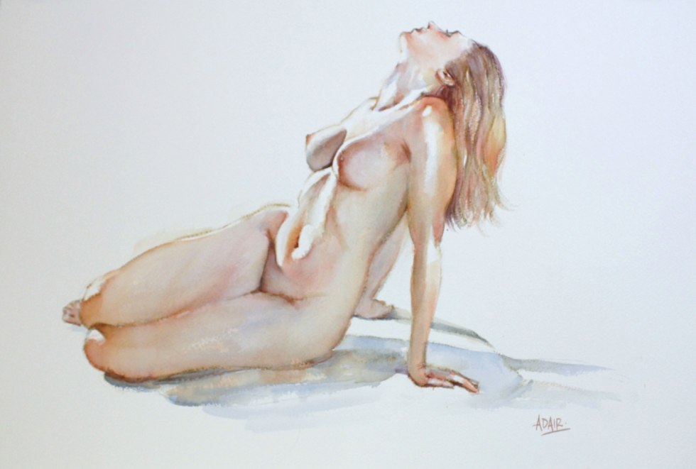 Watercolor painting nude