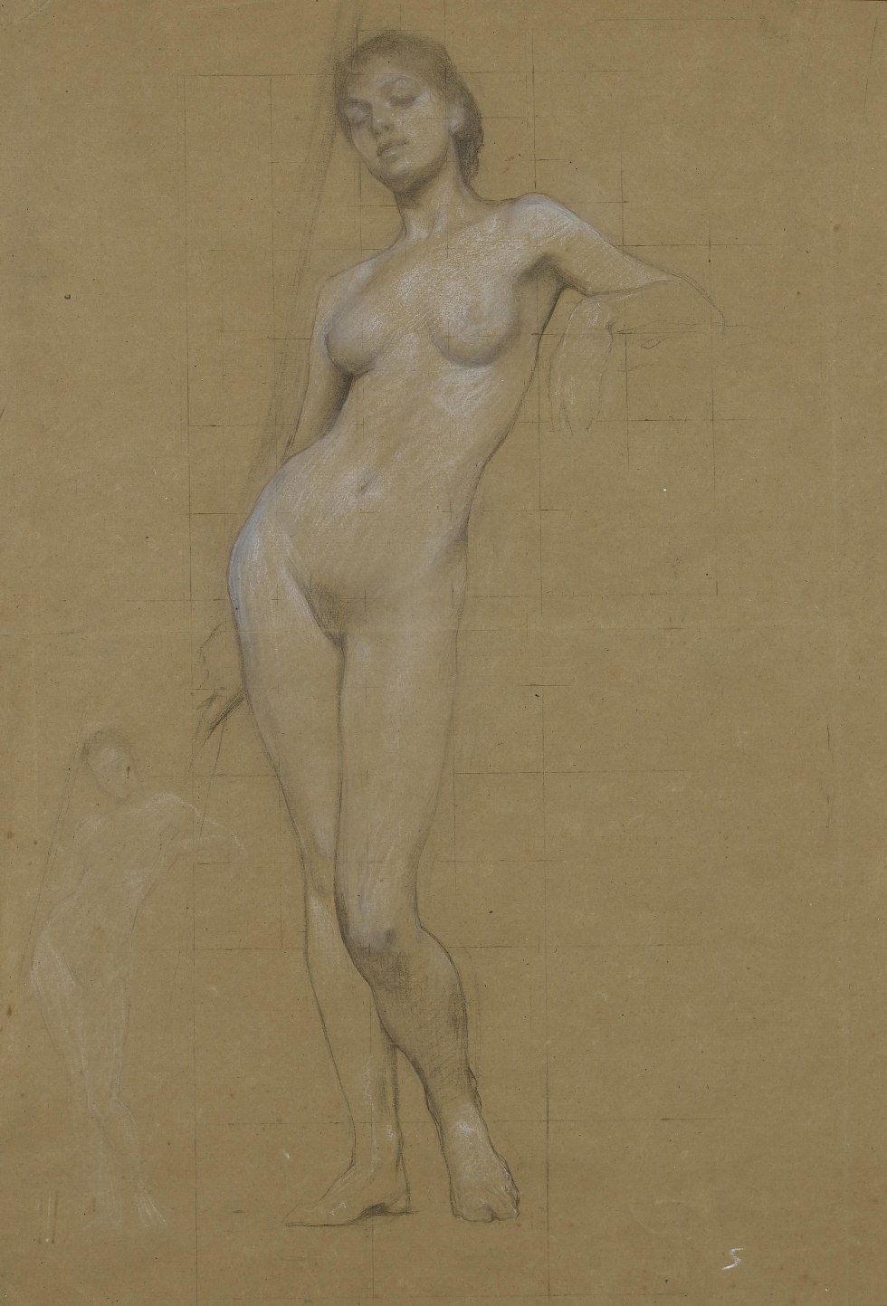 Drawing a naked woman from nature