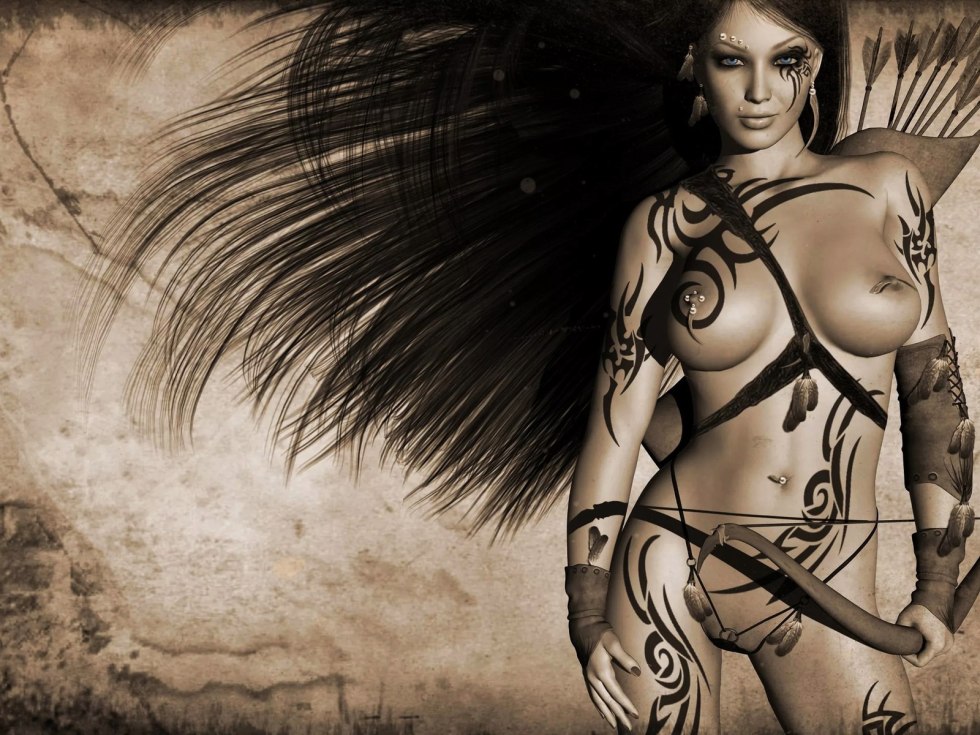 Drawings of naked warriors